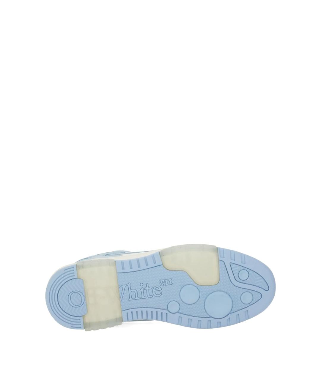 OFF-WHITE Голубые кожаные низкие кроссовки / кеды, фото 5