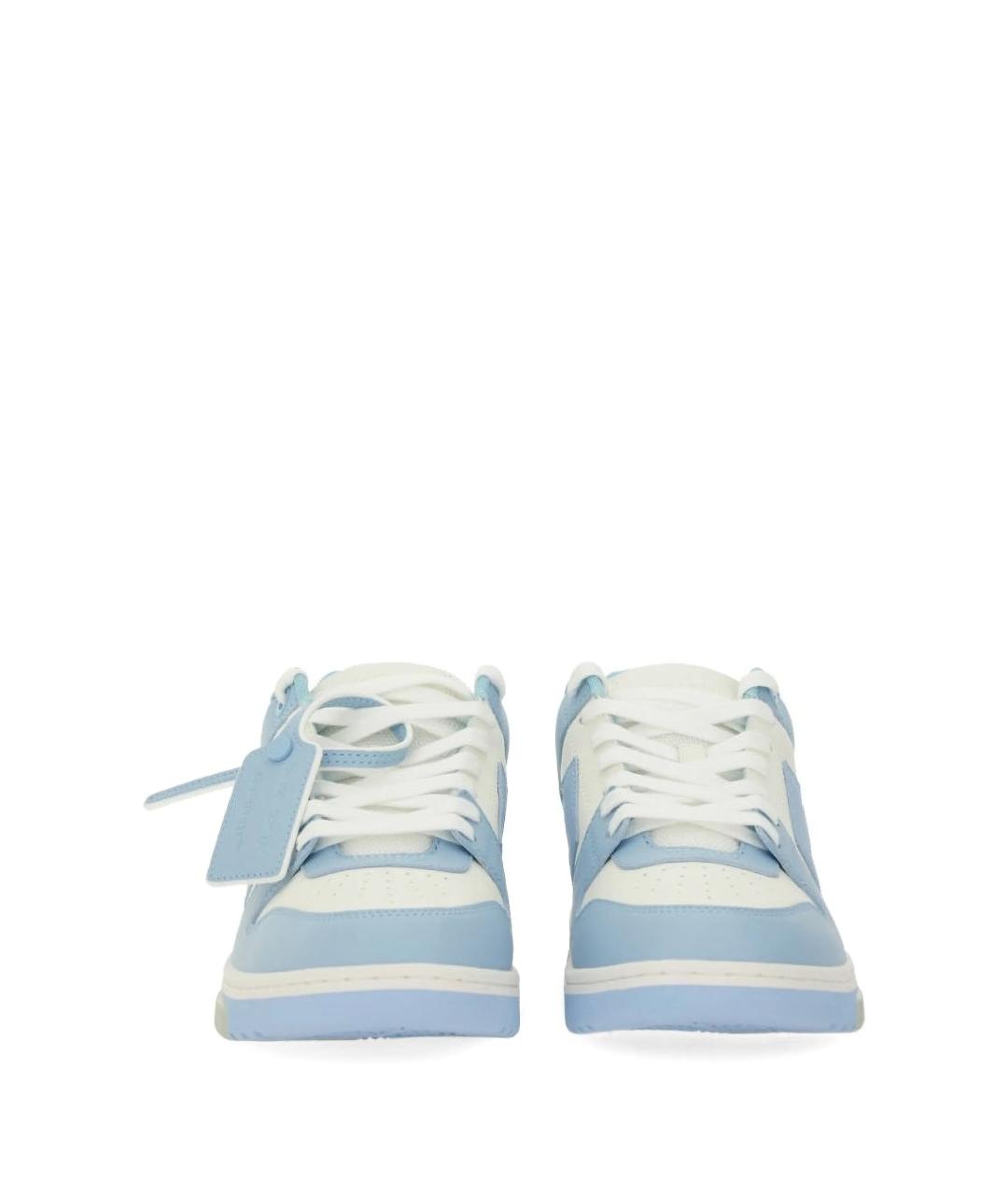 OFF-WHITE Голубые кожаные низкие кроссовки / кеды, фото 3