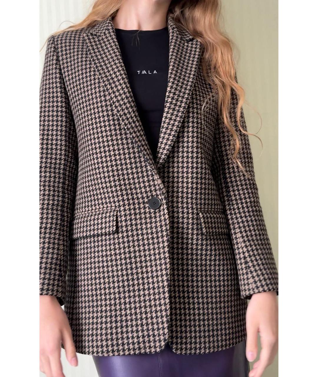 SANDRO Коричневый шерстяной жакет/пиджак, фото 2