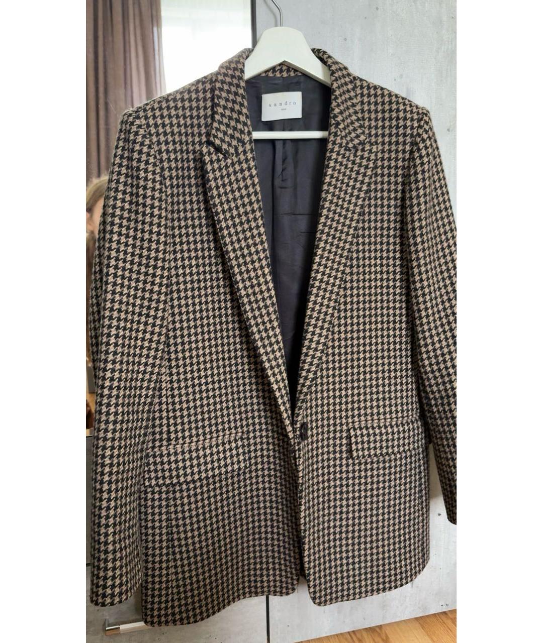 SANDRO Коричневый шерстяной жакет/пиджак, фото 5