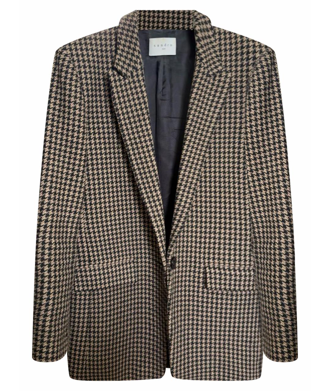 SANDRO Коричневый шерстяной жакет/пиджак, фото 1