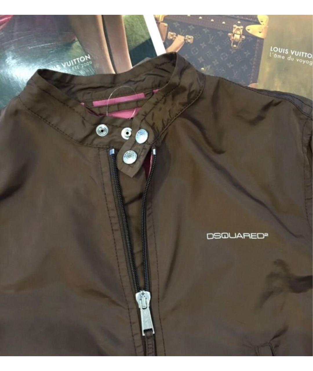 DSQUARED2 Коричневая полиэстеровая куртка, фото 3