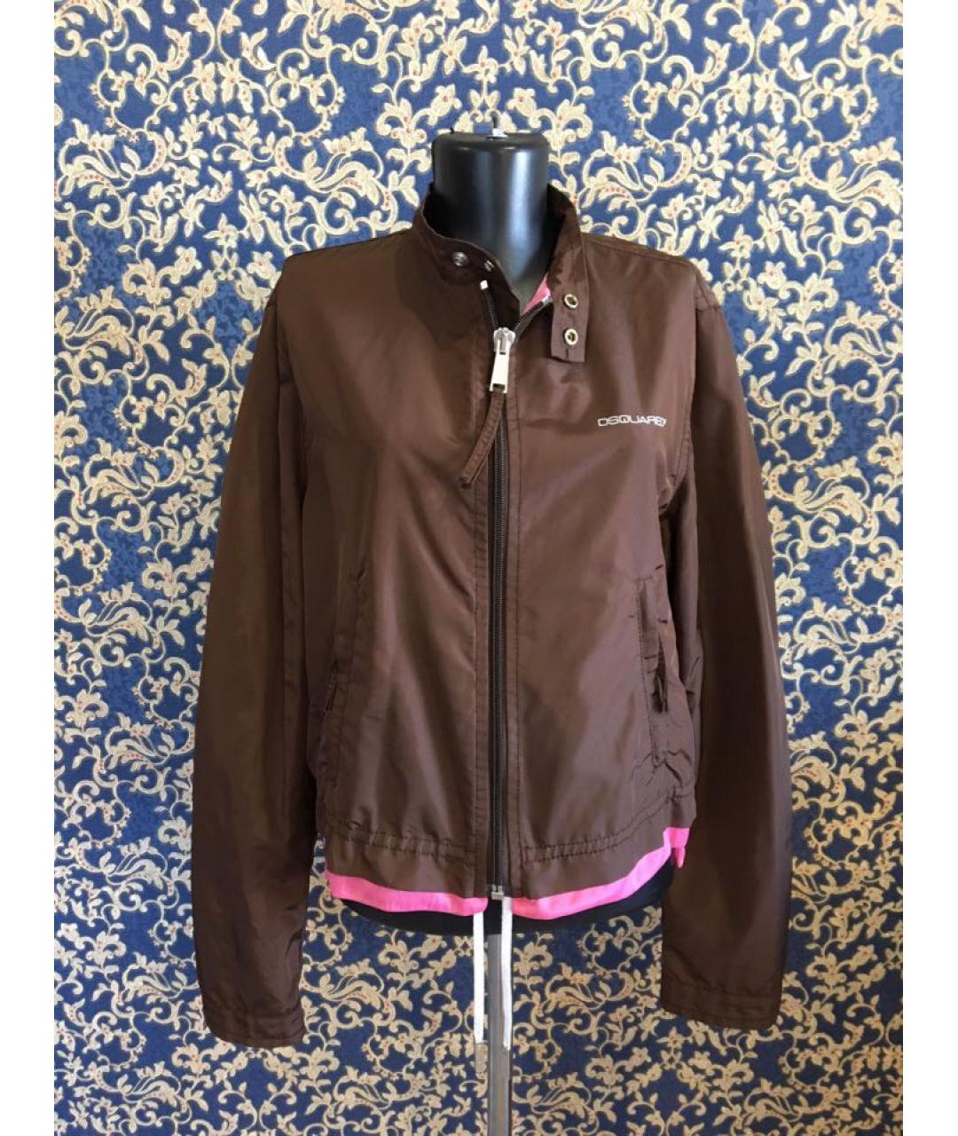 DSQUARED2 Коричневая полиэстеровая куртка, фото 9