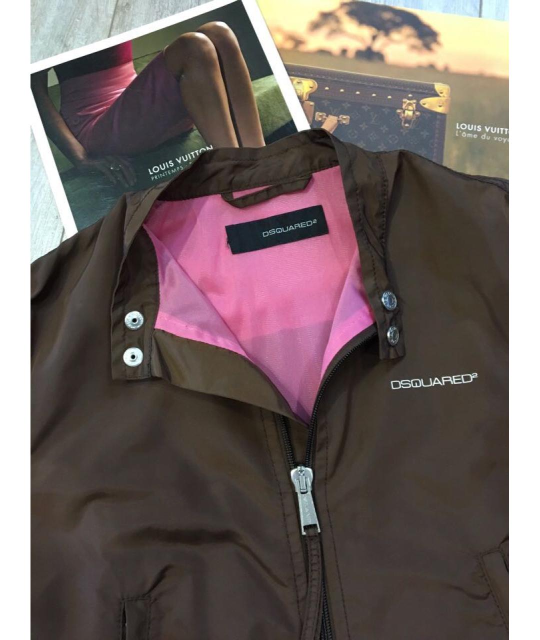 DSQUARED2 Коричневая полиэстеровая куртка, фото 4
