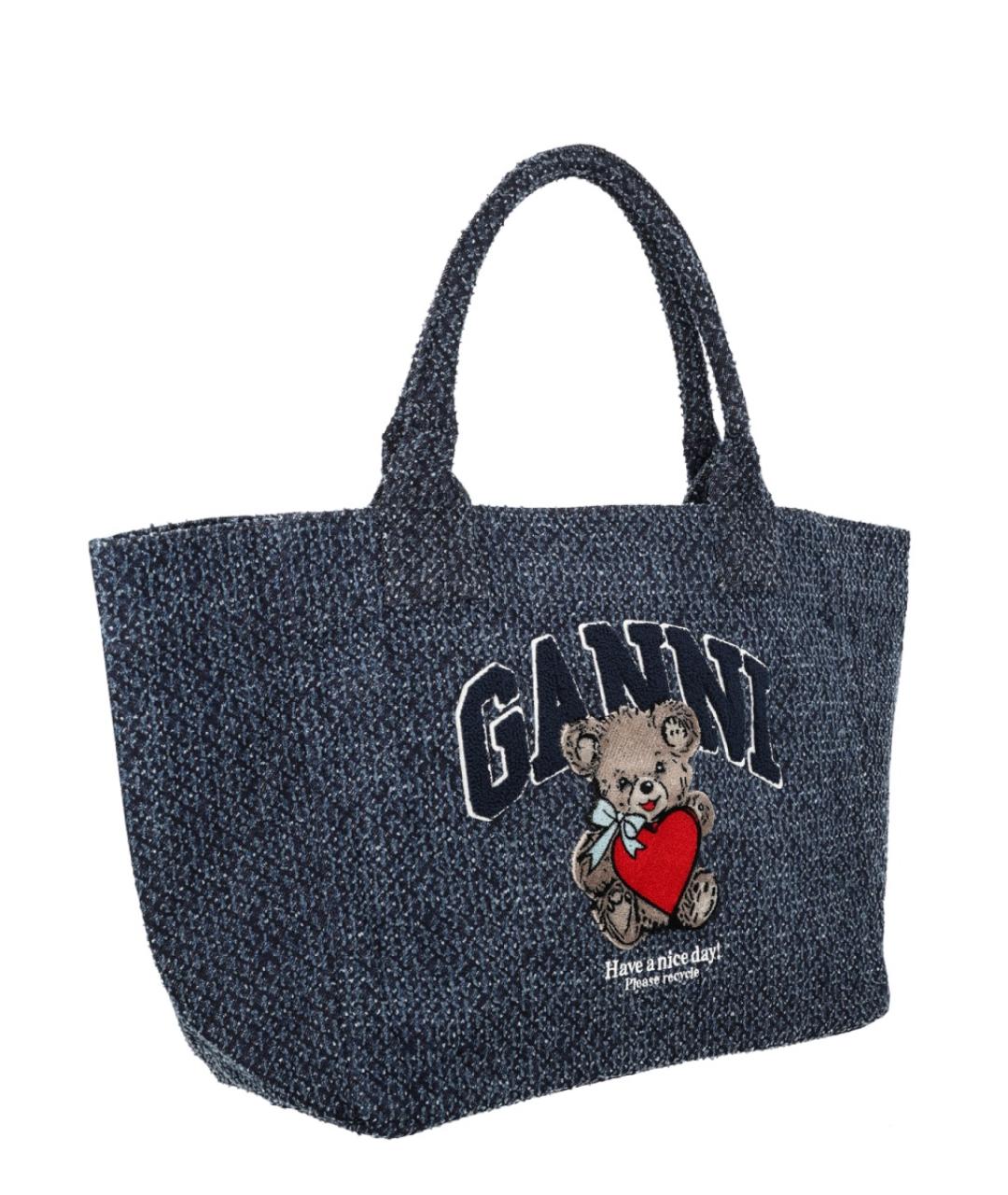 GANNI Синяя хлопковая сумка тоут, фото 3