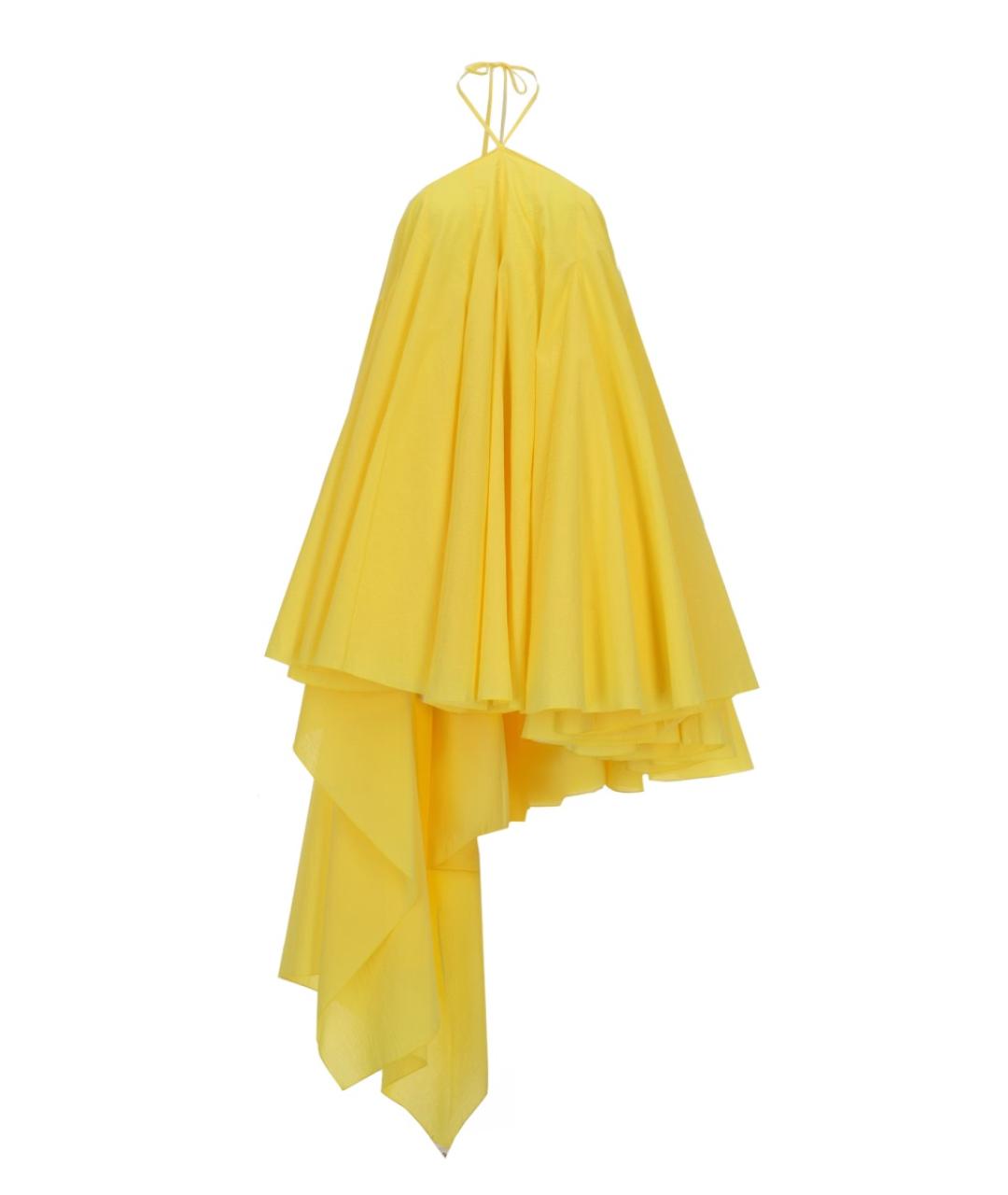 JACQUEMUS Желтое хлопковое коктейльное платье, фото 1