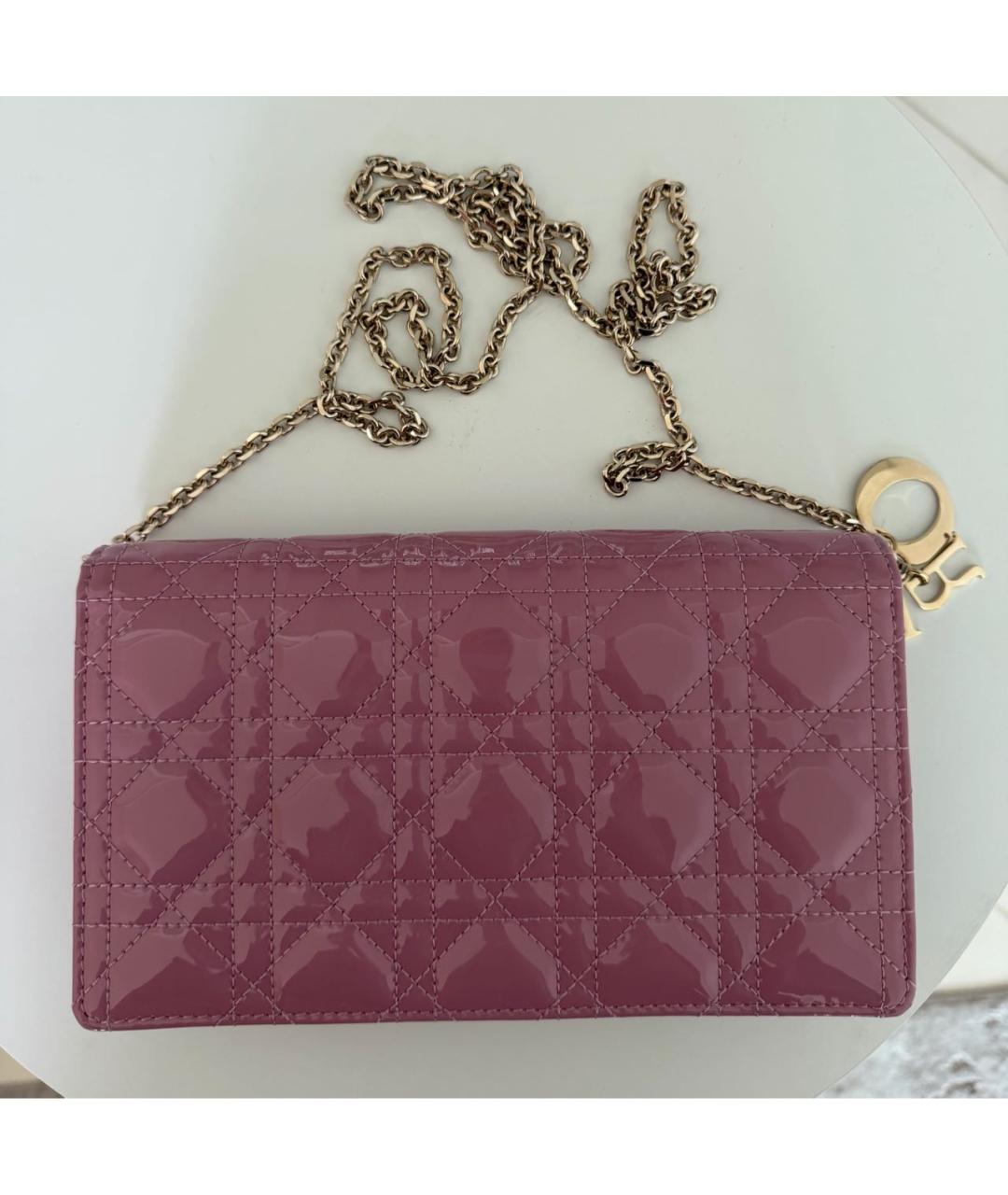 CHRISTIAN DIOR Розовая сумка через плечо из лакированной кожи, фото 3