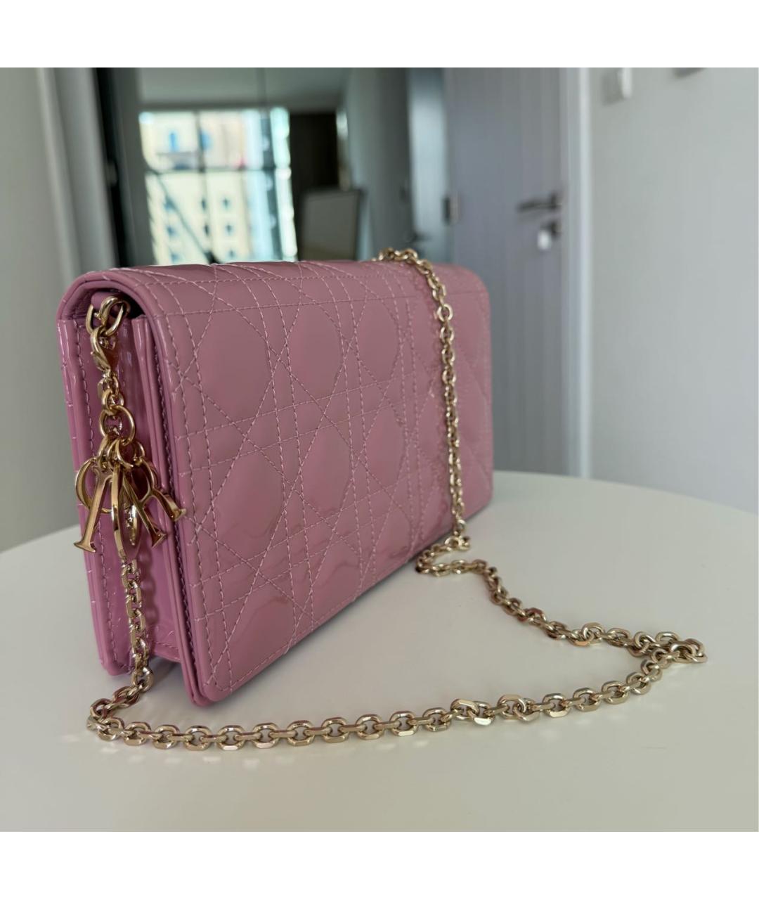 CHRISTIAN DIOR Розовая сумка через плечо из лакированной кожи, фото 2