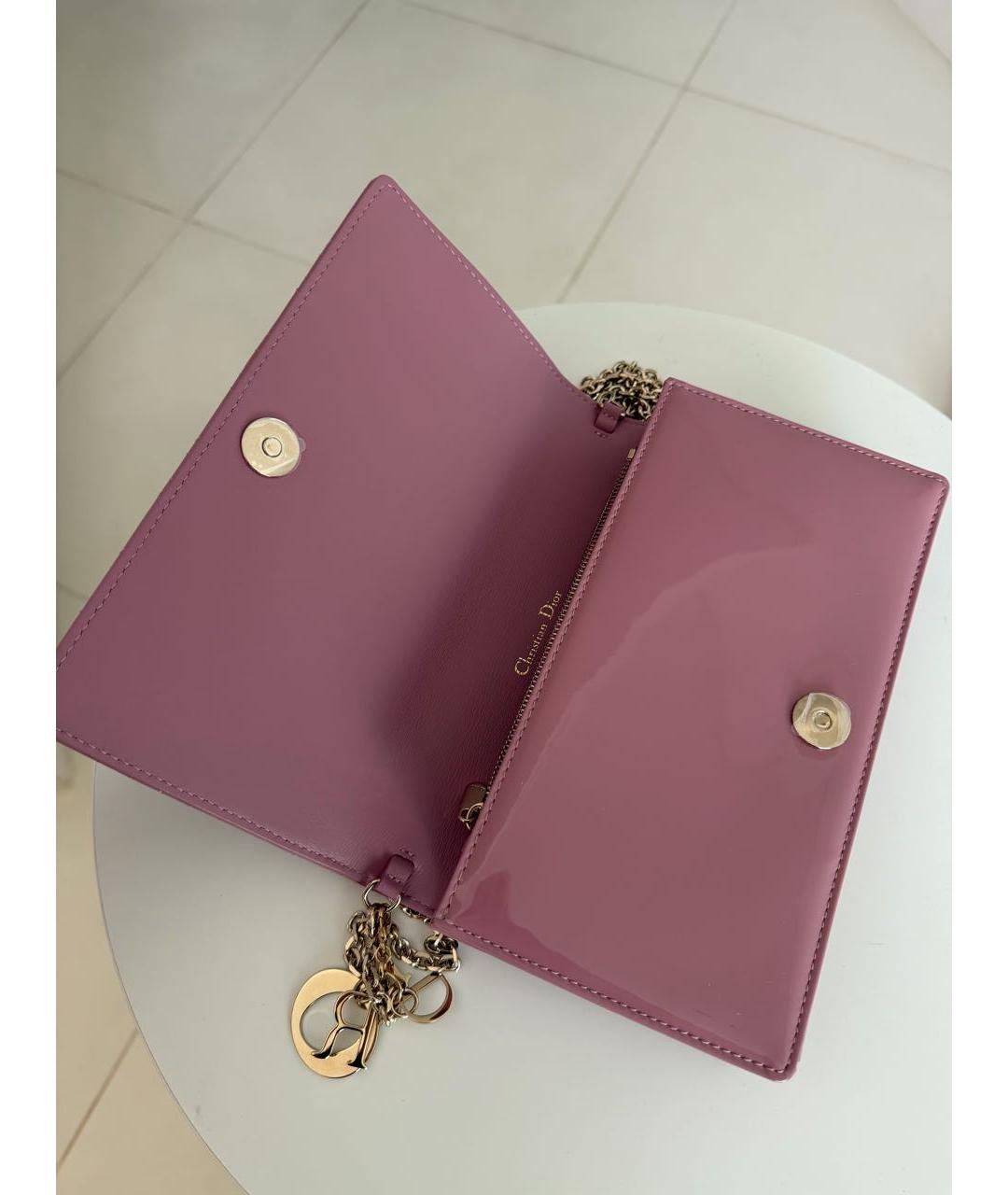 CHRISTIAN DIOR Розовая сумка через плечо из лакированной кожи, фото 7