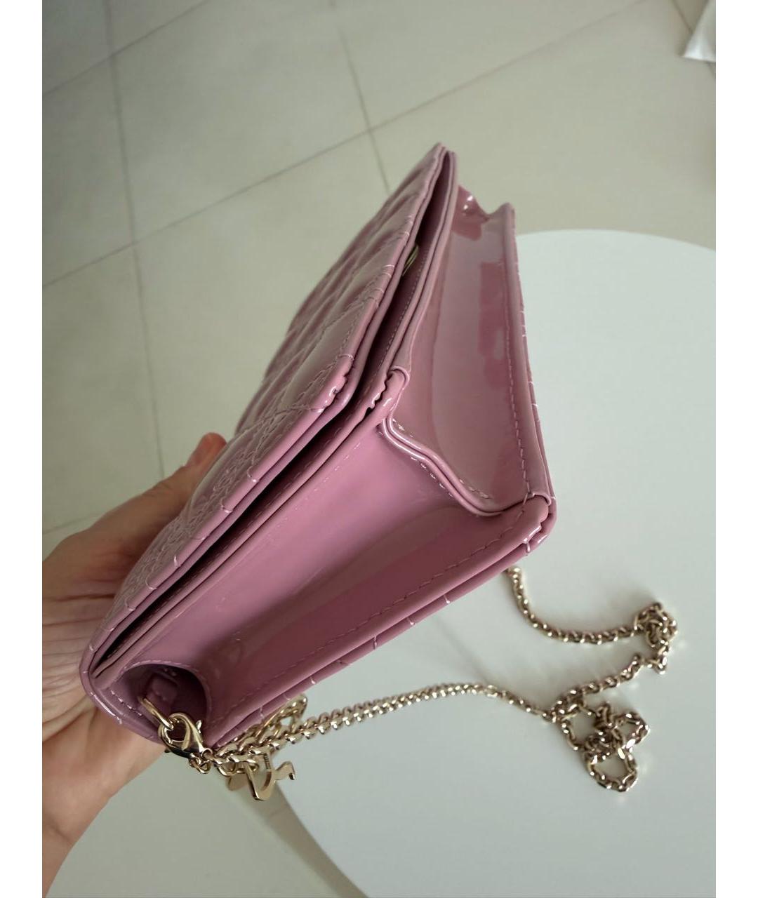 CHRISTIAN DIOR Розовая сумка через плечо из лакированной кожи, фото 8