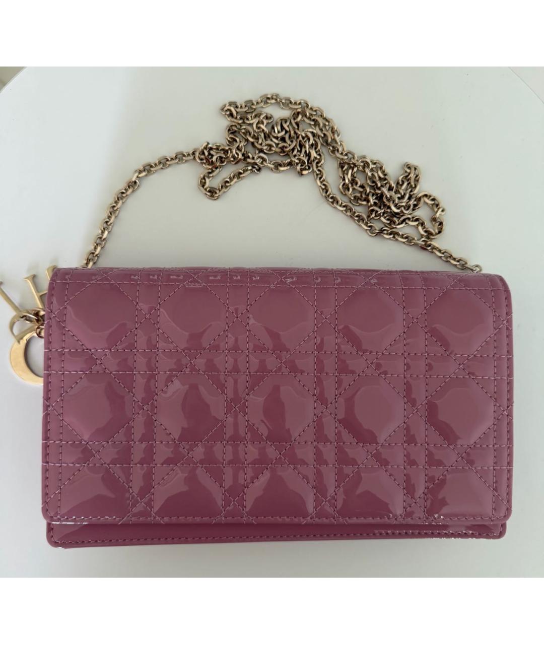 CHRISTIAN DIOR Розовая сумка через плечо из лакированной кожи, фото 9