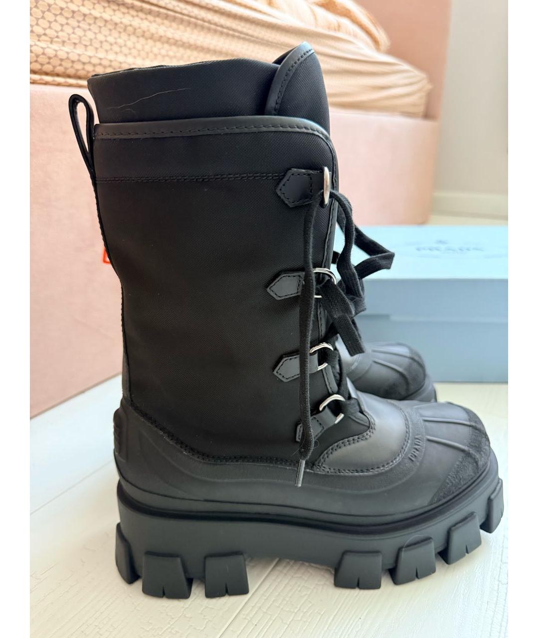 PRADA Черные текстильные ботинки, фото 7