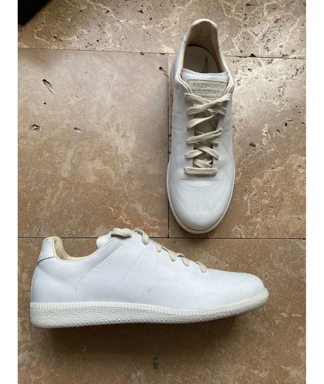 MAISON MARGIELA Белые кожаные низкие кроссовки / кеды, фото 6