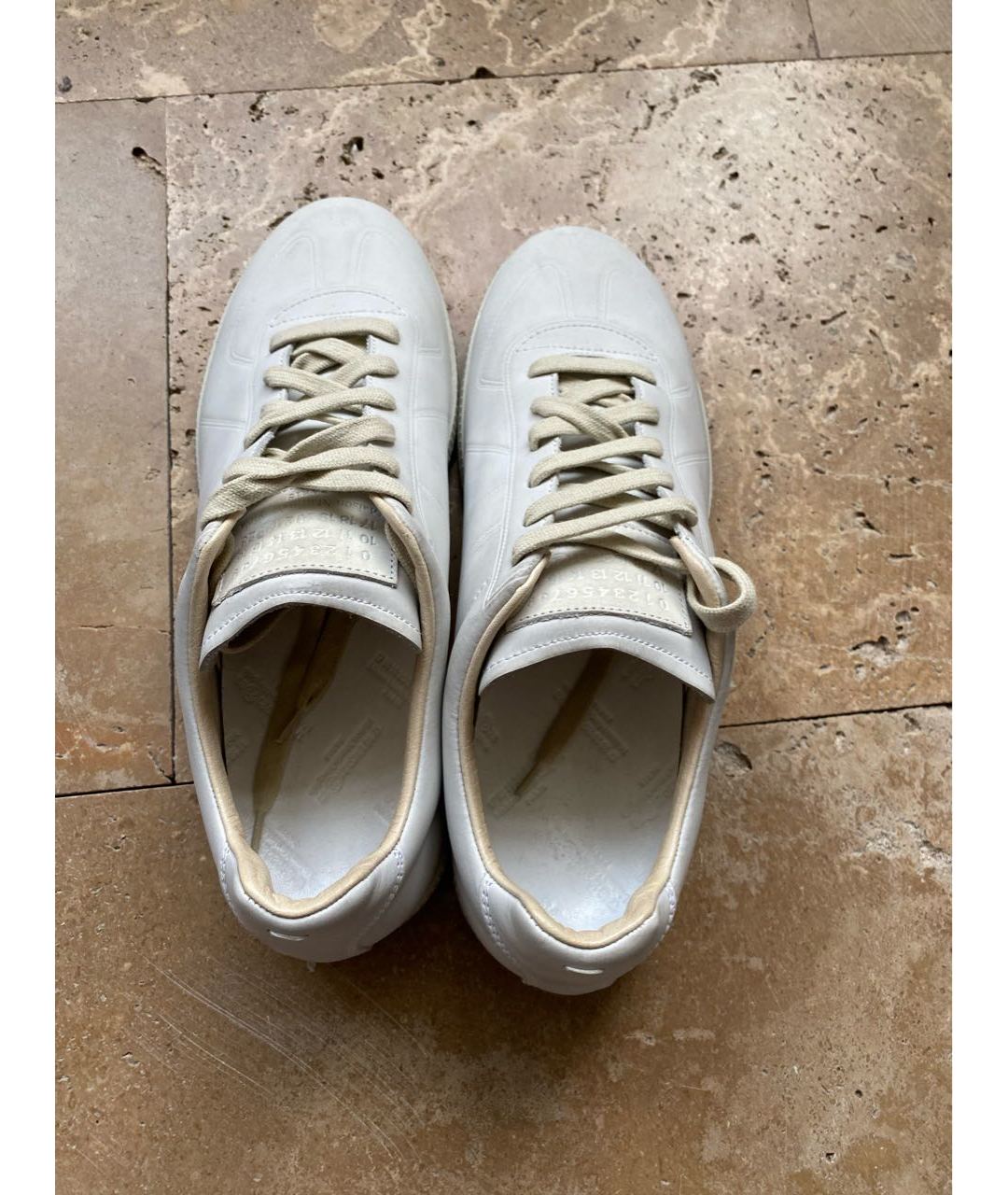 MAISON MARGIELA Белые кожаные низкие кроссовки / кеды, фото 4