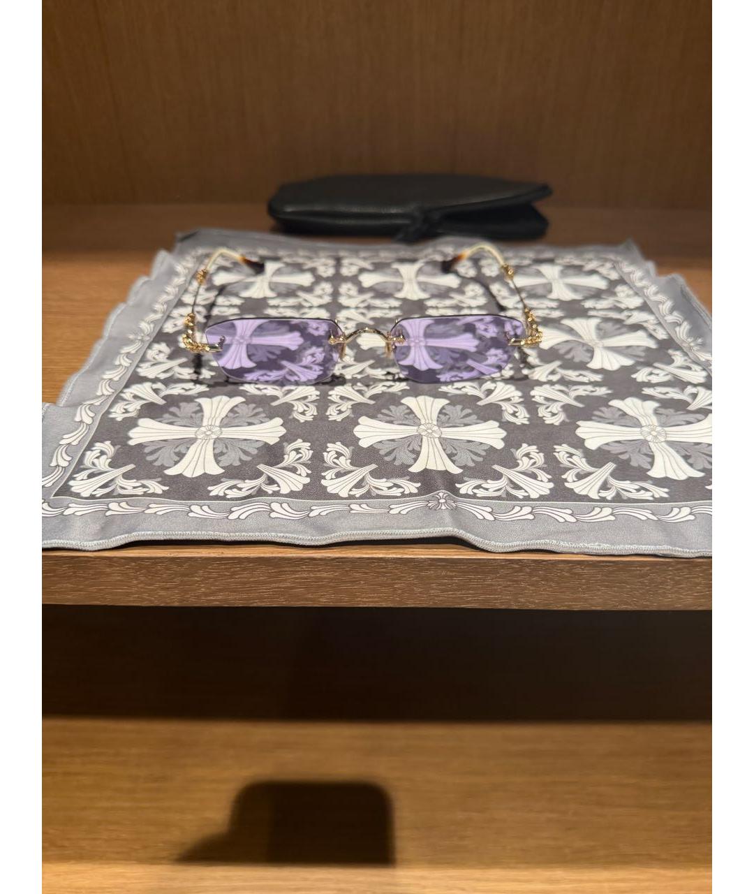 CHROME HEARTS Золотые металлические солнцезащитные очки, фото 2