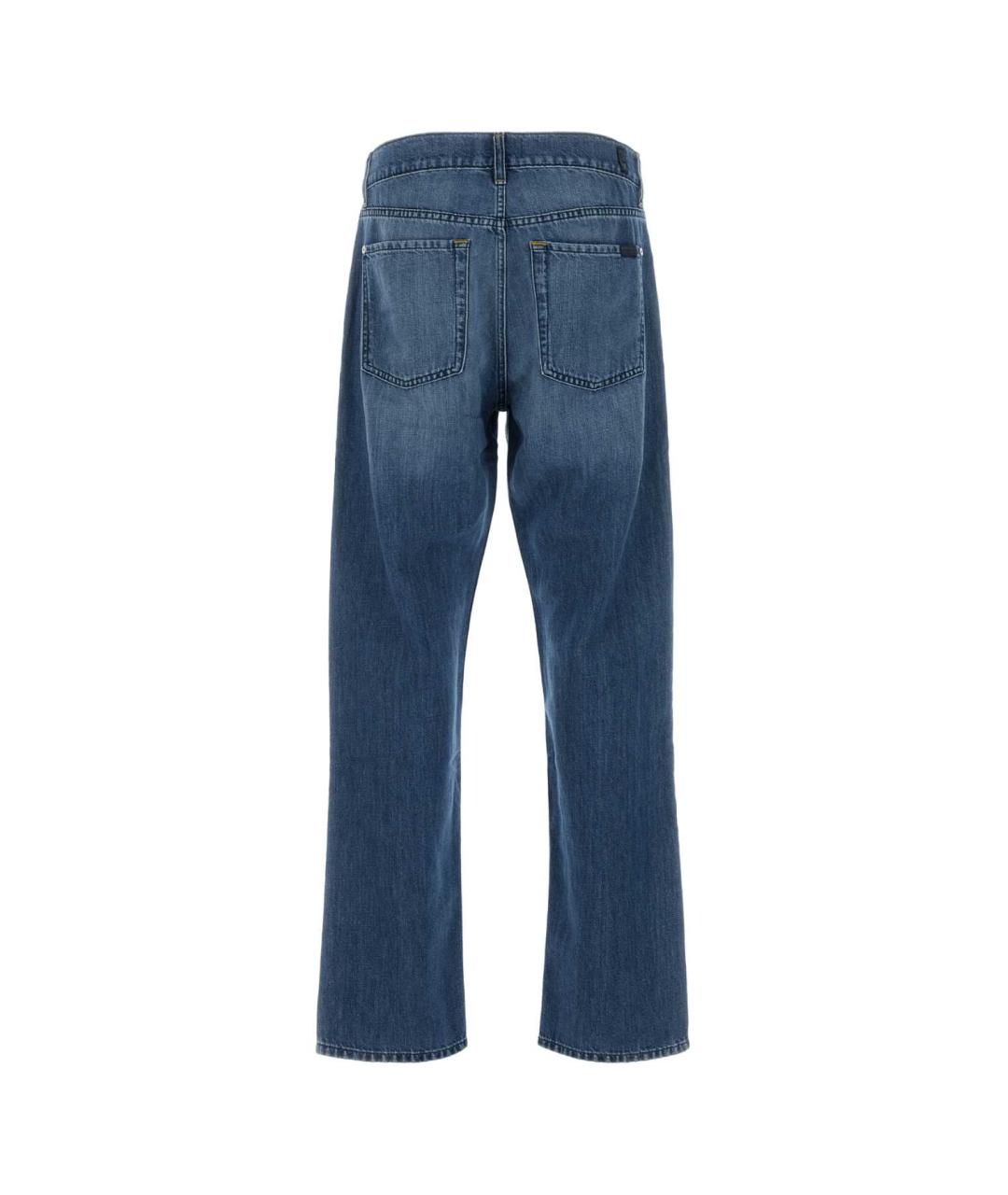 7 FOR ALL MANKIND Синие хлопковые прямые джинсы, фото 2