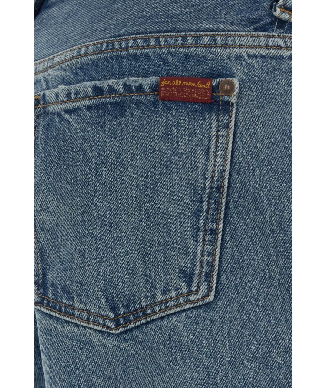 7 FOR ALL MANKIND Синие хлопковые прямые джинсы, фото 3