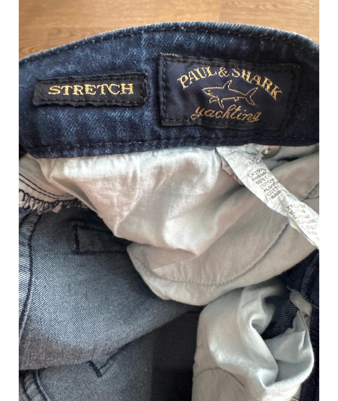 PAUL & SHARK Синие хлопко-эластановые прямые джинсы, фото 3