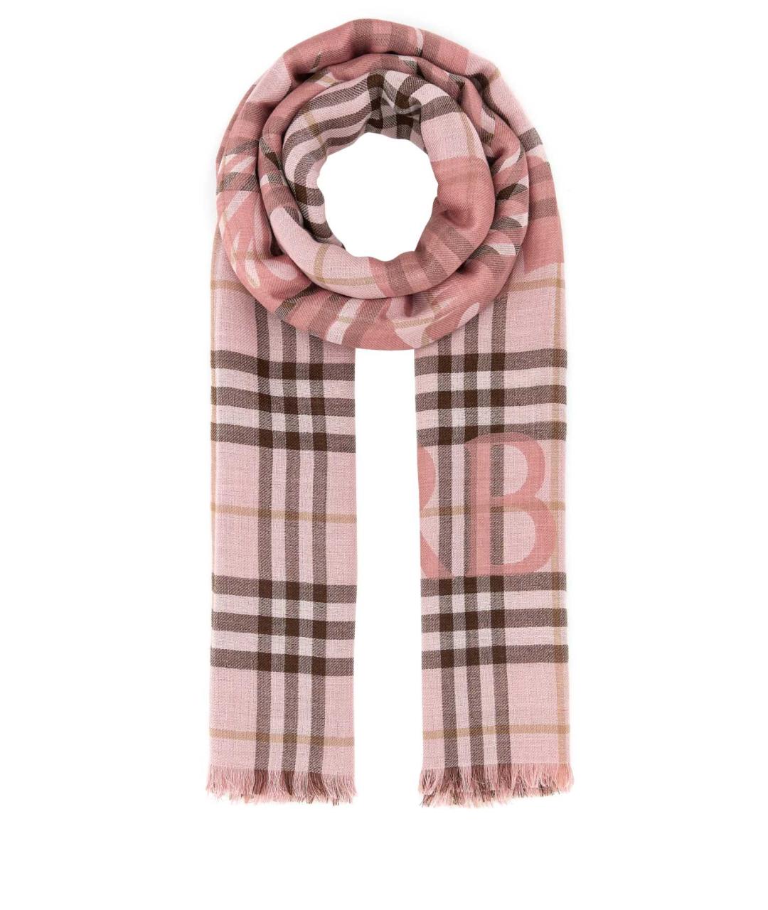 BURBERRY Розовый шерстяной шарф, фото 1
