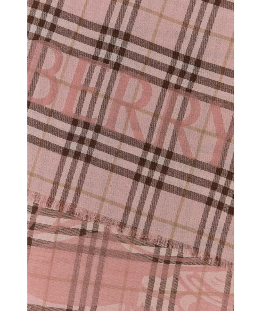 BURBERRY Розовый шерстяной шарф, фото 2