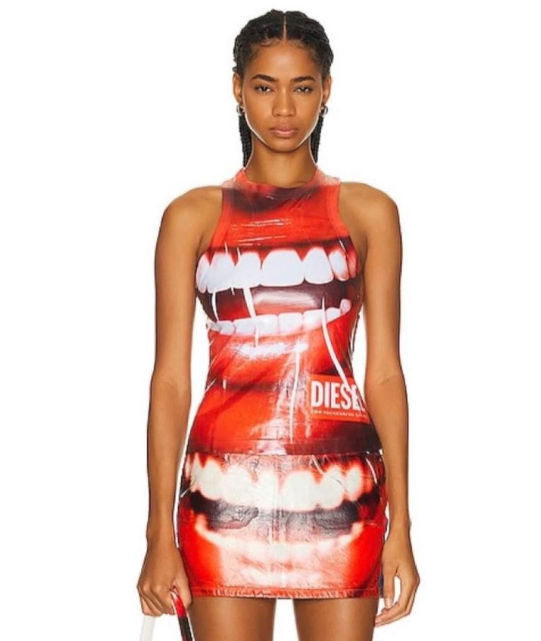 DIESEL Красная полиэстеровая майка, фото 3