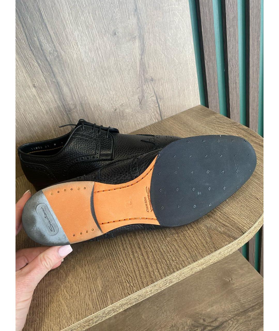SANTONI Черные кожаные лоферы, фото 7