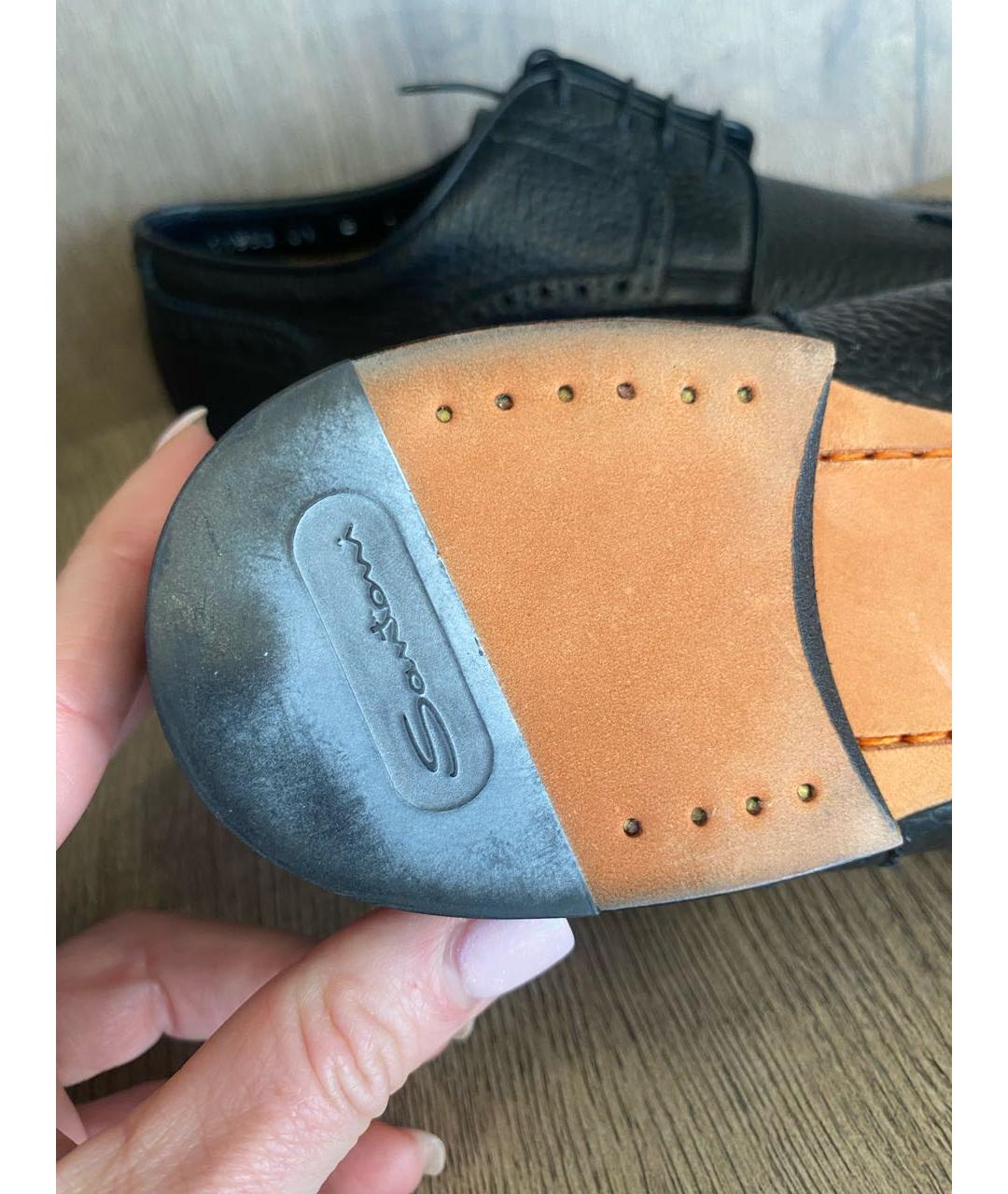 SANTONI Черные кожаные лоферы, фото 5