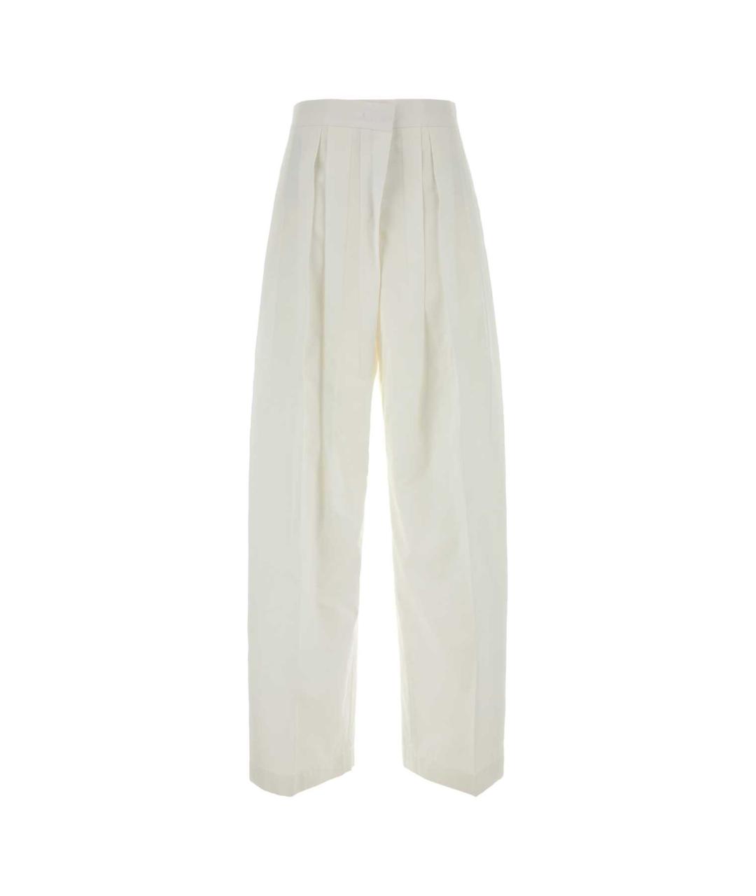 JIL SANDER Белые хлопковые прямые брюки, фото 1