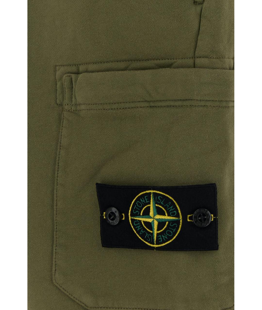STONE ISLAND Зеленые хлопковые шорты, фото 3