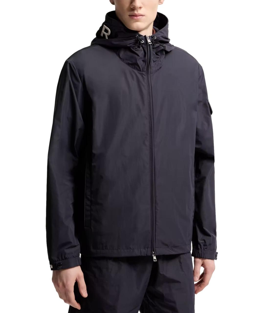 MONCLER Темно-синяя полиэстеровая куртка, фото 4