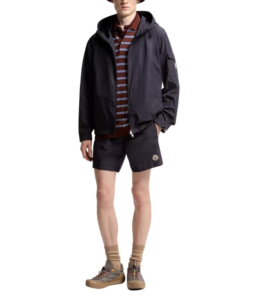 MONCLER Темно-синяя полиэстеровая куртка, фото 2