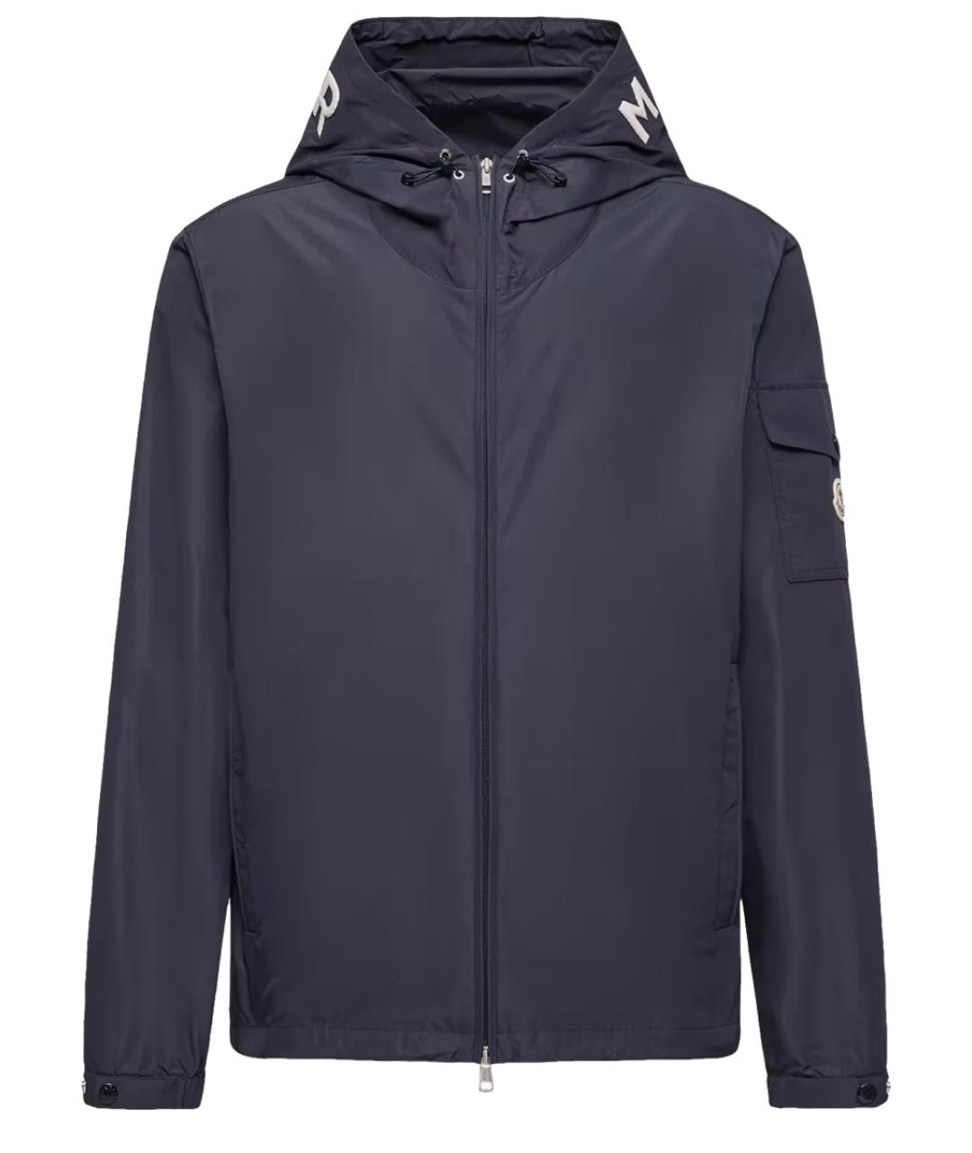 MONCLER Темно-синяя полиэстеровая куртка, фото 1