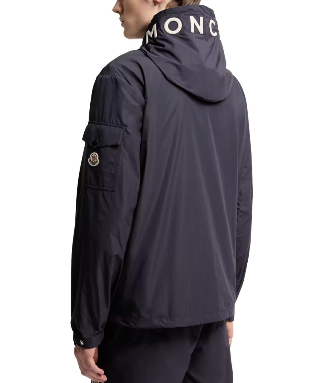 MONCLER Темно-синяя полиэстеровая куртка, фото 3