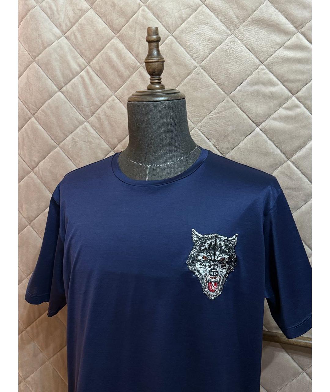 BILLIONAIRE Темно-синяя хлопковая футболка, фото 4