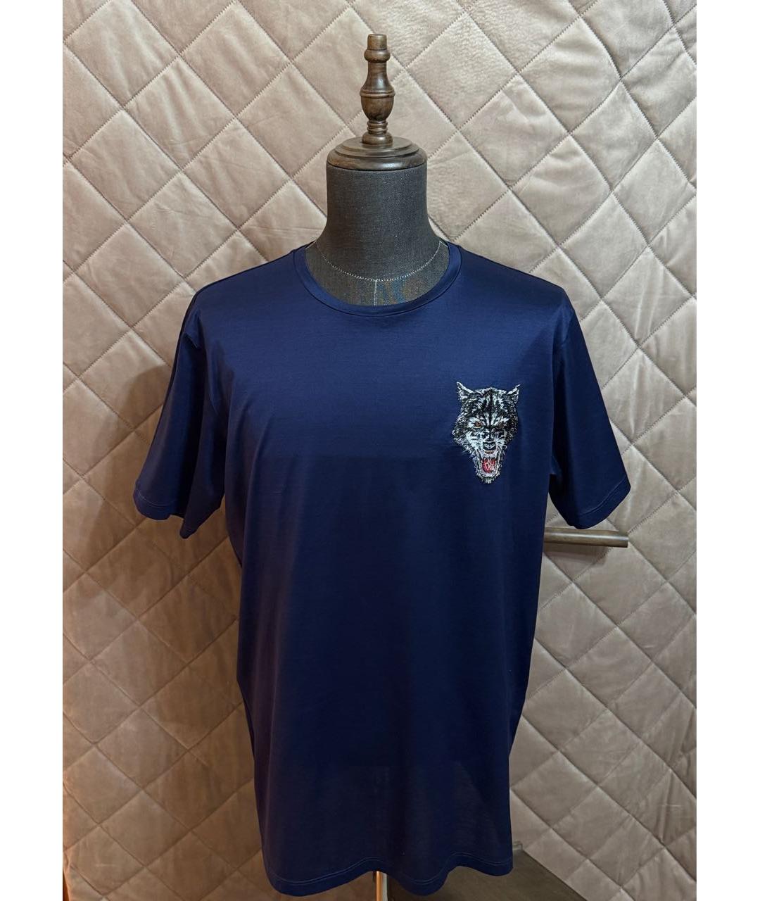 BILLIONAIRE Темно-синяя хлопковая футболка, фото 3