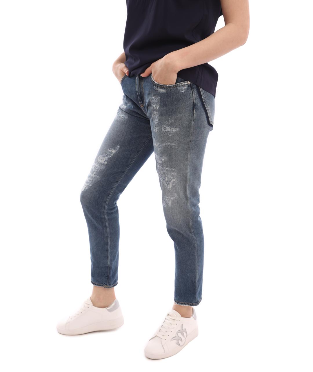 PINKO Синие хлопковые прямые джинсы, фото 2