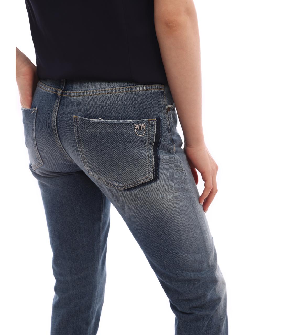 PINKO Синие хлопковые прямые джинсы, фото 3