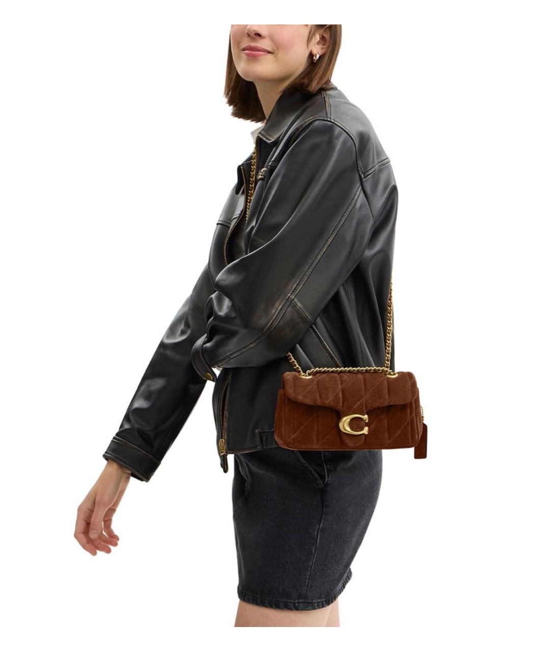 COACH Коричневая замшевая сумка через плечо, фото 6