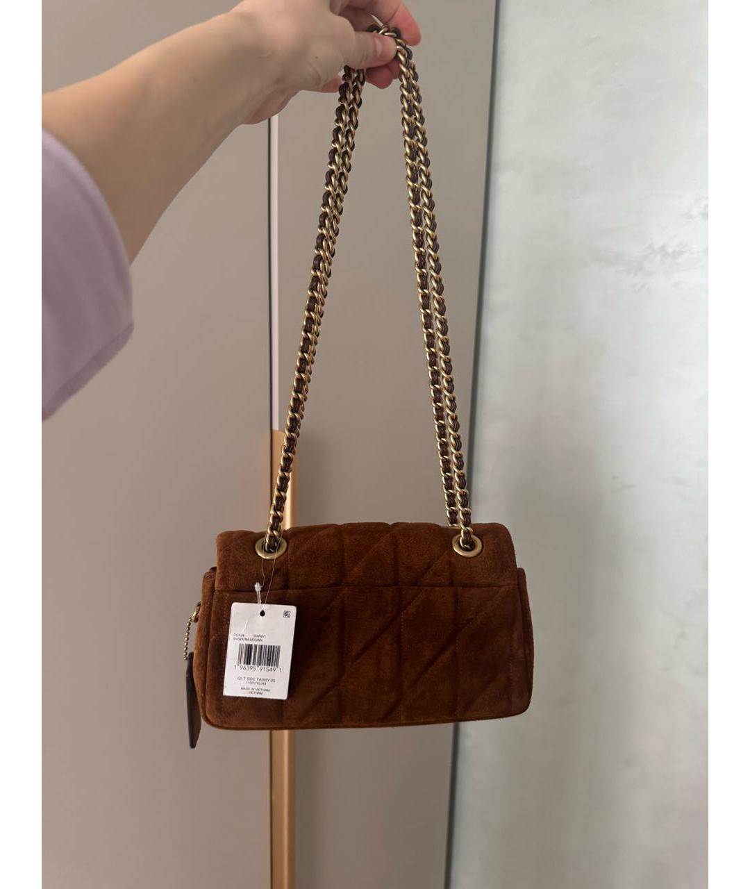 COACH Коричневая замшевая сумка через плечо, фото 3