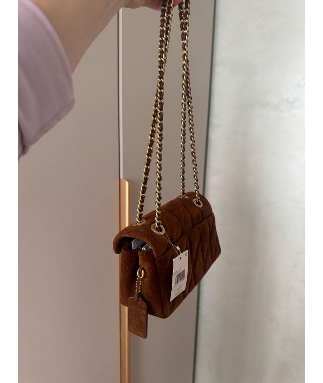 COACH Коричневая замшевая сумка через плечо, фото 4