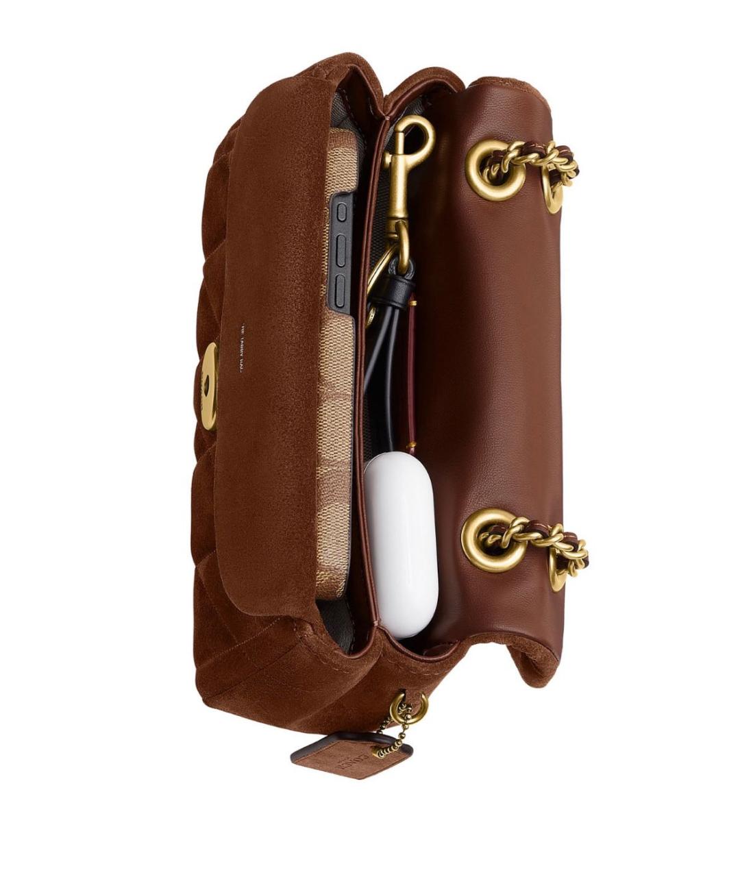 COACH Коричневая замшевая сумка через плечо, фото 7