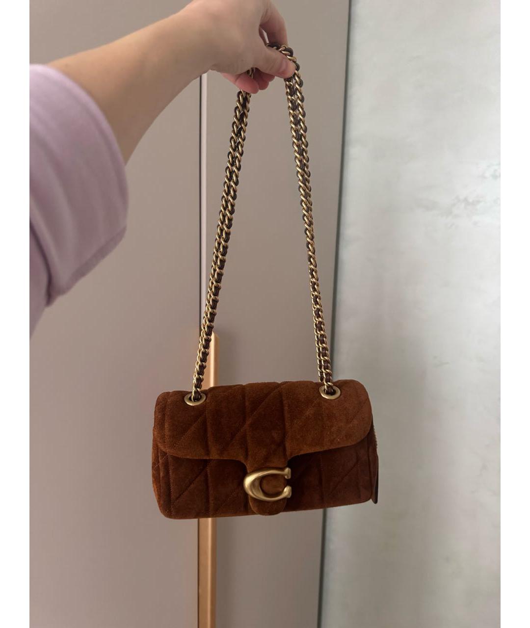 COACH Коричневая замшевая сумка через плечо, фото 2