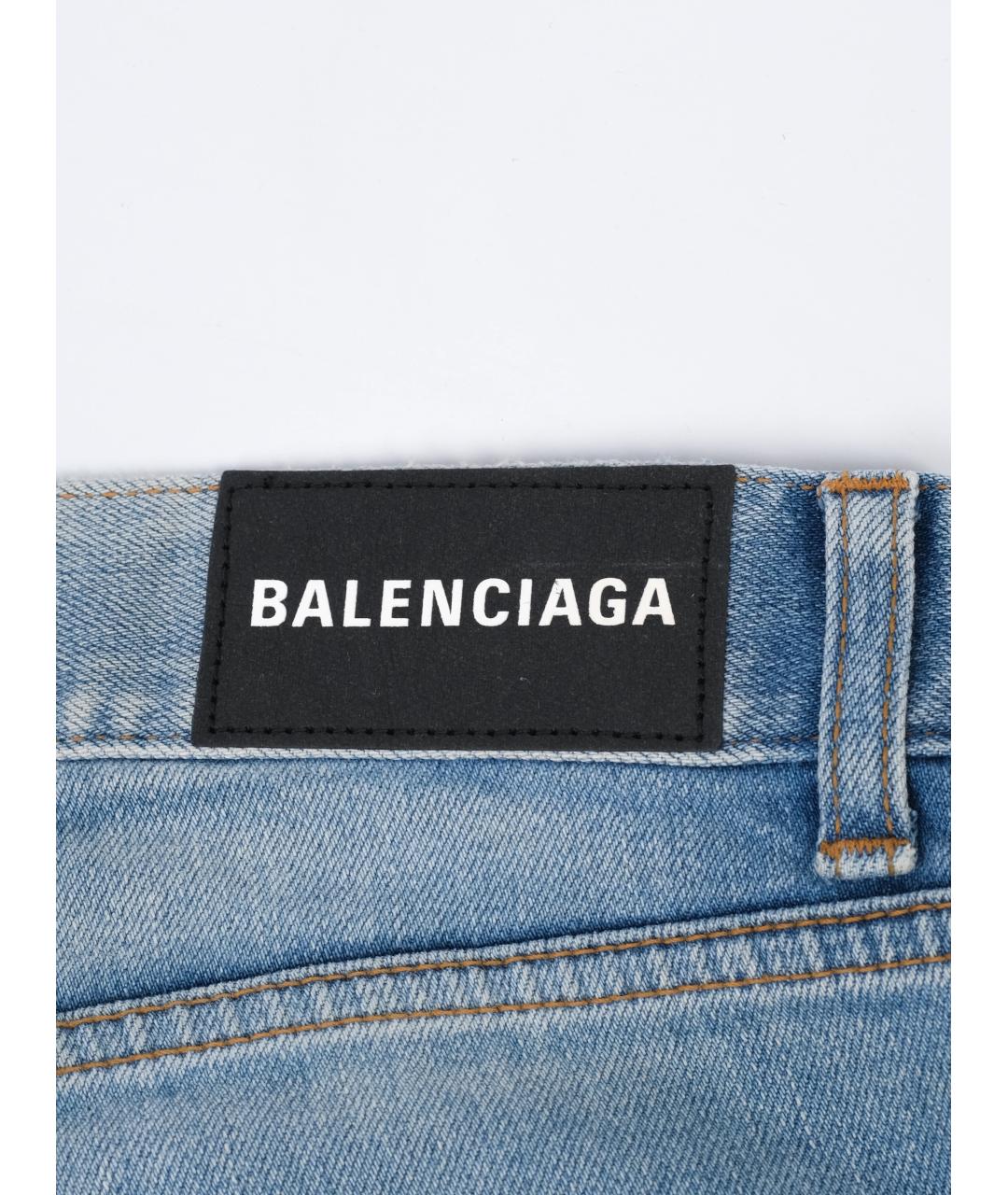 BALENCIAGA Голубые хлопковые прямые джинсы, фото 4