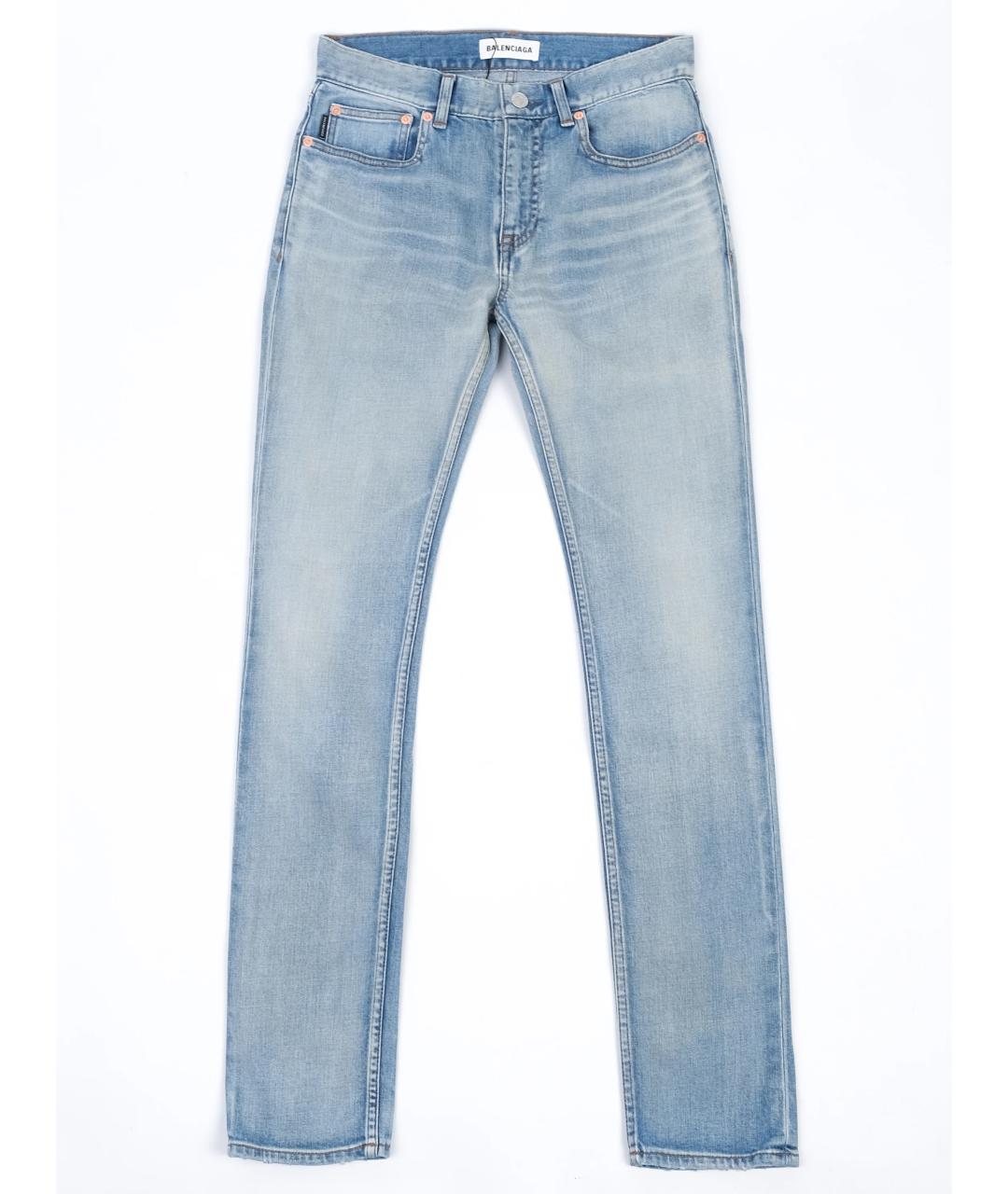 BALENCIAGA Голубые хлопковые прямые джинсы, фото 5