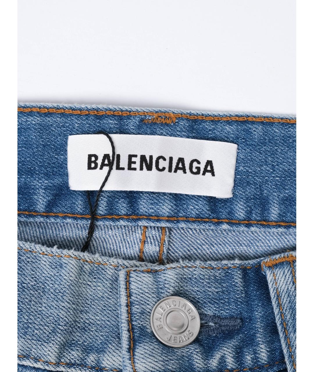 BALENCIAGA Голубые хлопковые прямые джинсы, фото 3