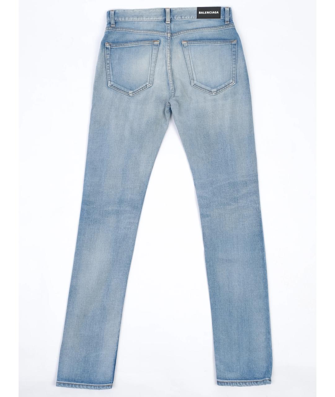 BALENCIAGA Голубые хлопковые прямые джинсы, фото 2
