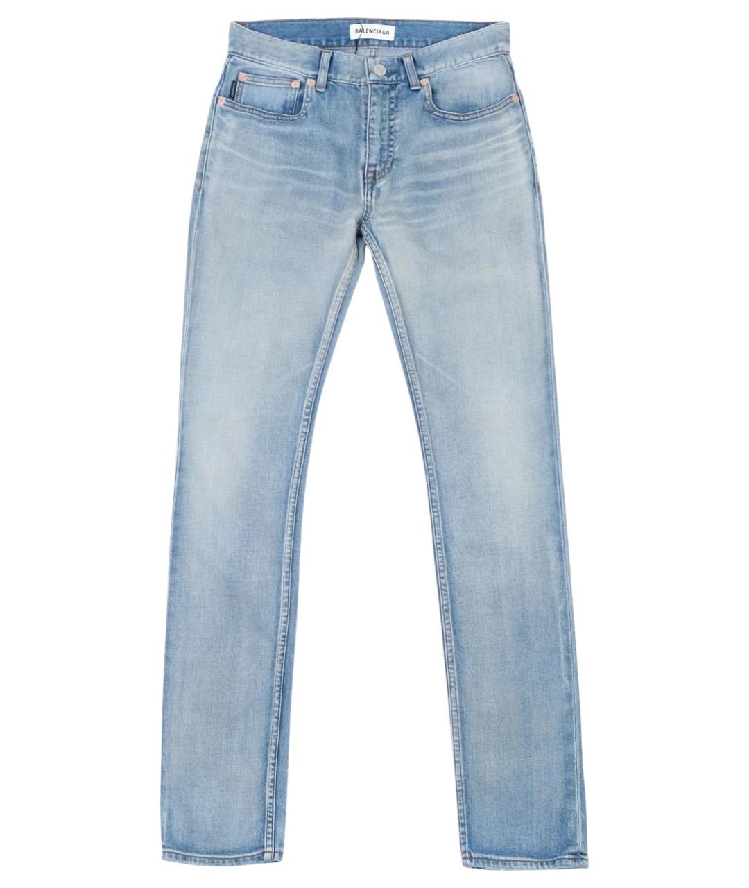 BALENCIAGA Голубые хлопковые прямые джинсы, фото 1