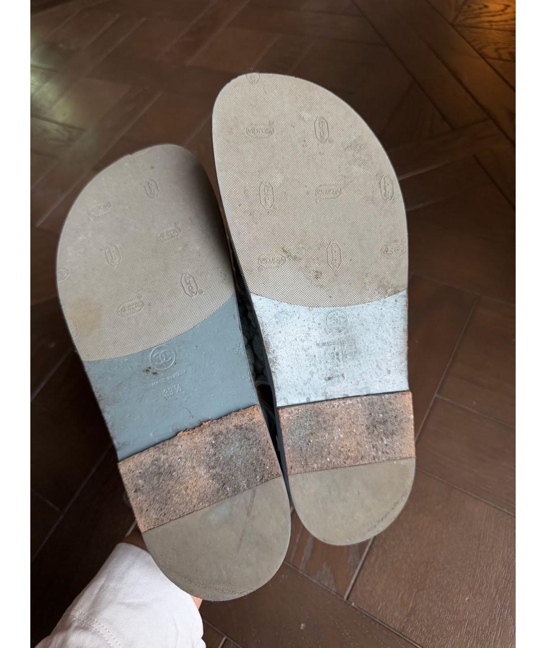 CHANEL Голубые кожаные сандалии, фото 4