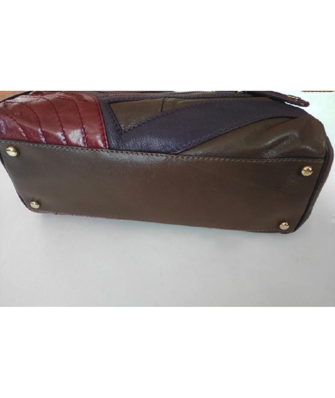 ETRO Хаки кожаная сумка с короткими ручками, фото 7