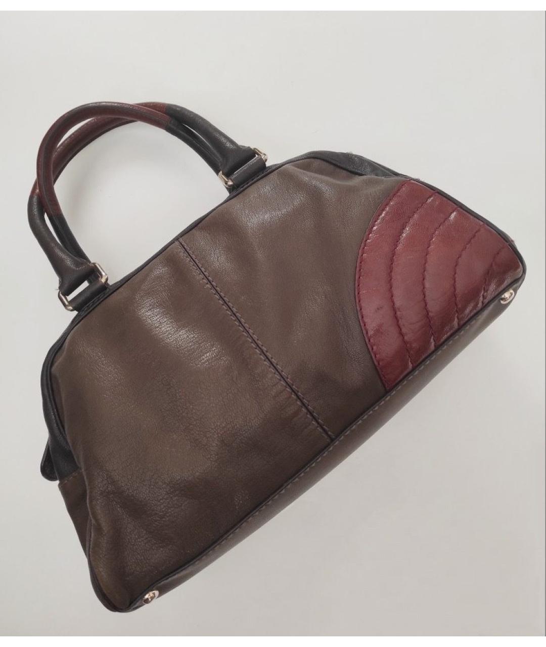 ETRO Хаки кожаная сумка с короткими ручками, фото 9